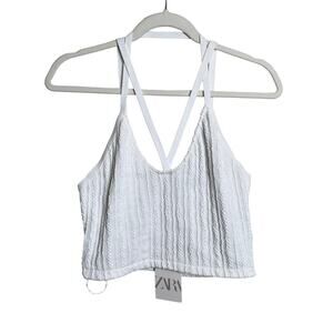 Zara halter crop top NWT white crochet knit top size large